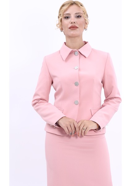 Gömlek Yaka Klasik Ceket-Pudra indirimleri