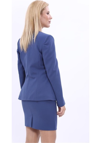 V Yaka Boydan Kuplu Kılasik Ceket-Indigo modelleri