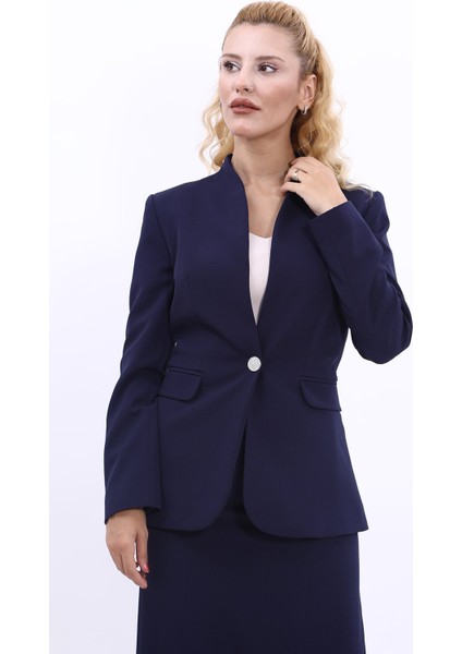 Kendinden Dik Yakalı Ceket-Lacivert fiyatları