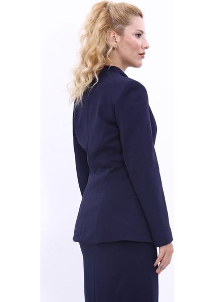 Kendinden Dik Yakalı Ceket-Lacivert fırsatları