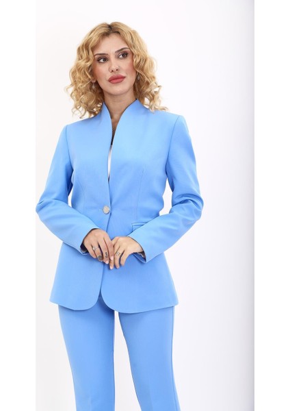 Kendinden Dik Yakalı Ceket-Gökyüzü