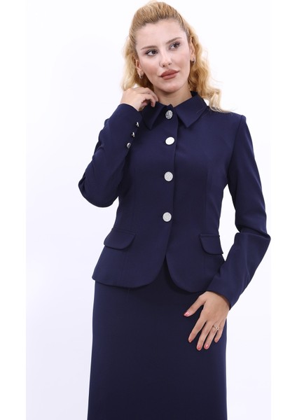 Gömlek Yaka Klasik Ceket-Lacivert