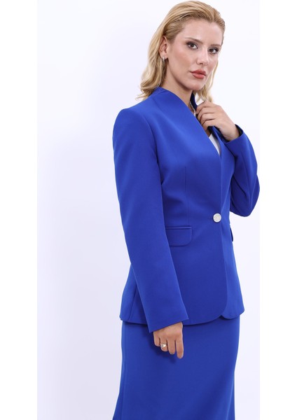 Kendinden Dik Yakalı Ceket-Saks fırsatları