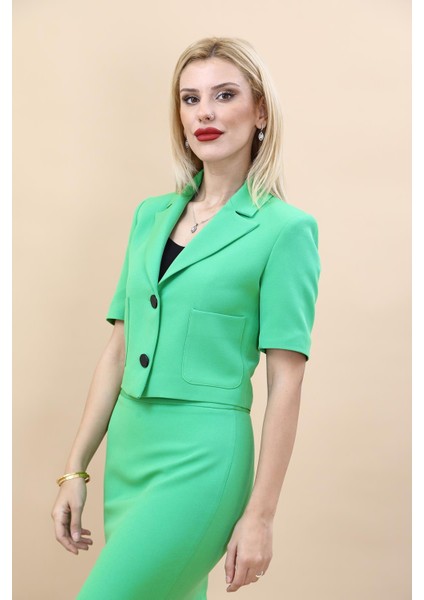 Erkek Yaka Kısa Ceket-Yeşil