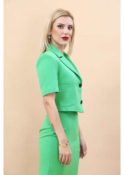 Erkek Yaka Kısa Ceket-Yeşil modelleri