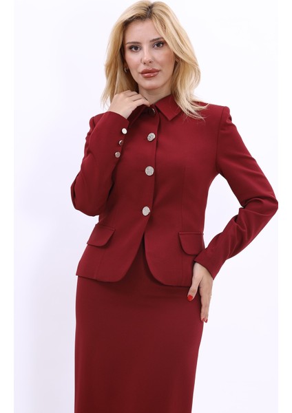 Gömlek Yaka Klasik Ceket-Bordo