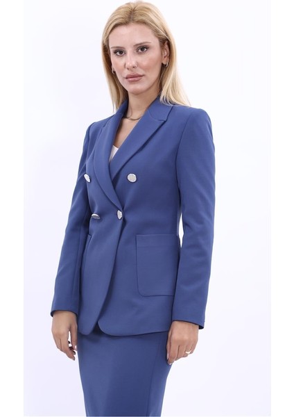 Erkek Yaka Torba Cepli Klasik Ceket-Indigo fiyatları