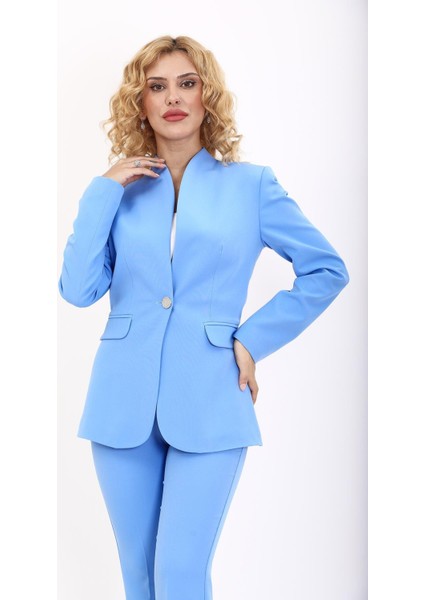 Kendinden Dik Yakalı Ceket-Gökyüzü indirimleri