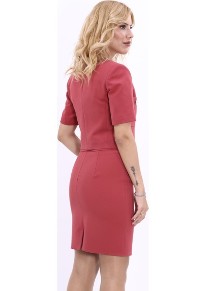 V Yaka Kısa Ceket-Kiremit fırsatları