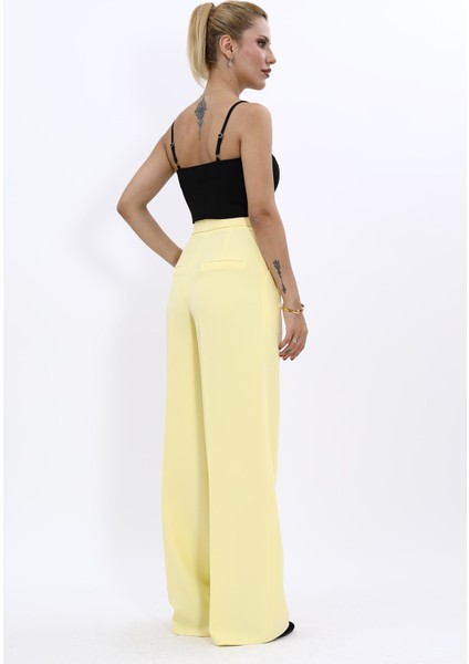 Korsaj Kemer Palazzo Pantolon-Sarı fırsatları