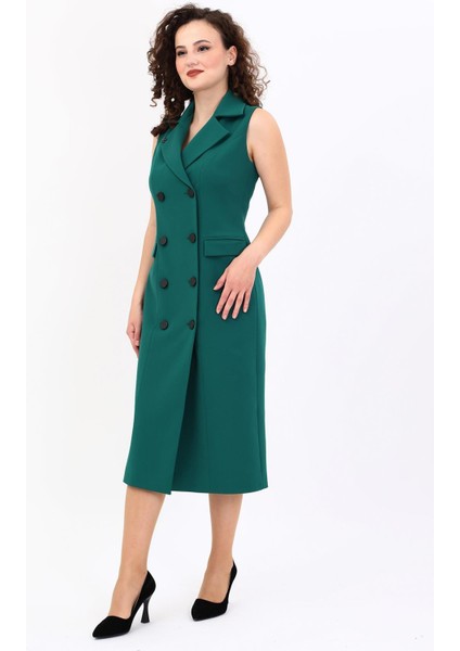 Erkek Yaka Kuruvaze Kolsuz Elbise-Zümrüt fiyatları