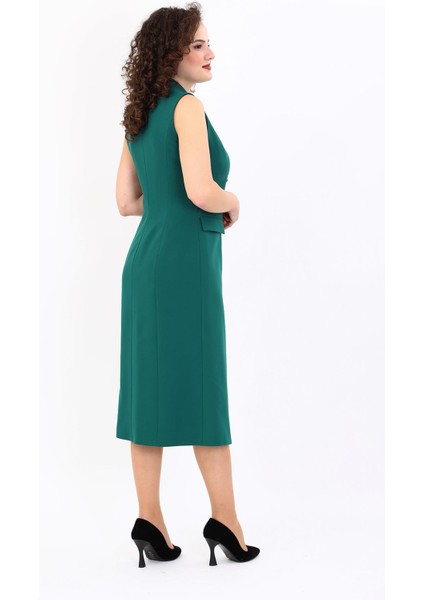 Erkek Yaka Kuruvaze Kolsuz Elbise-Zümrüt indirimleri