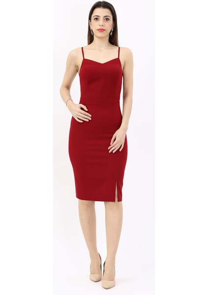 Askılı Elbise-Bordo