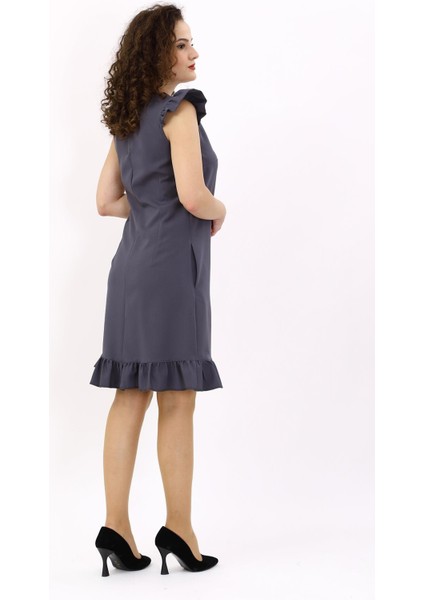 Fırfırlı Elbise-Füme fiyatları