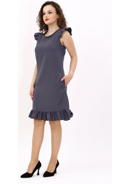 Fırfırlı Elbise-Füme fırsatları