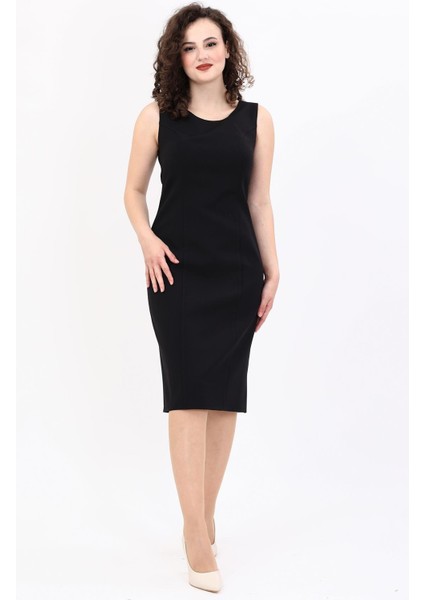 Kokteyl Sıfır Kol Elbise-Siyah