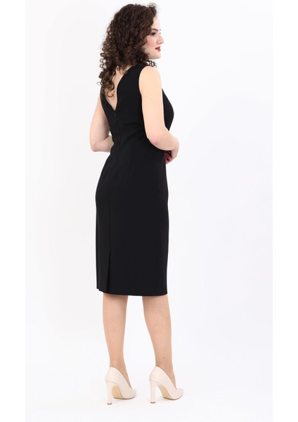 Kokteyl Sıfır Kol Elbise-Siyah fiyatları