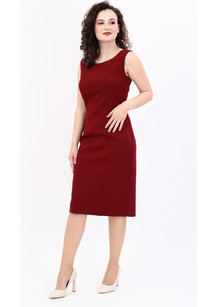 Kokteyl Sıfır Kol Elbise-Bordo fiyatları