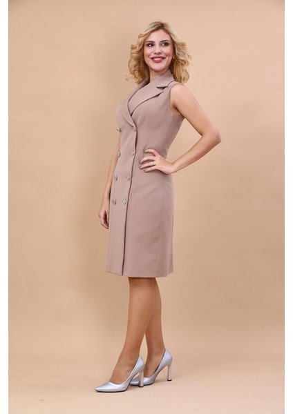 Erkek Yaka Kuruvaze Elbise-Taş