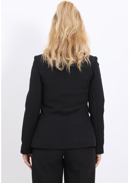 Oval Yaka Yandan Kuplu Klasik Ceket-Siyah indirimleri