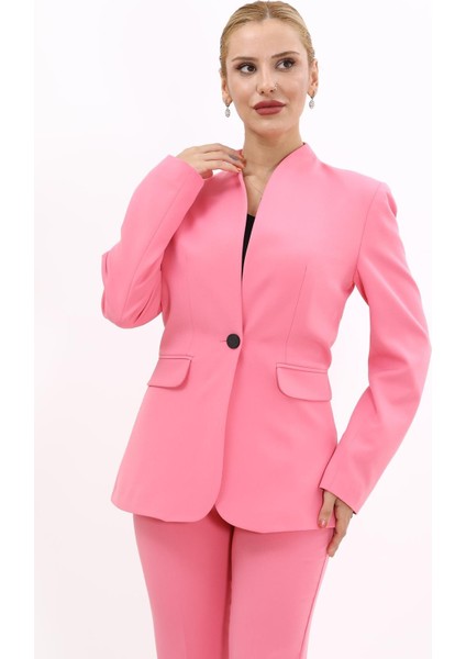 Kendinden Dik Yakalı Ceket-Pembe indirimleri
