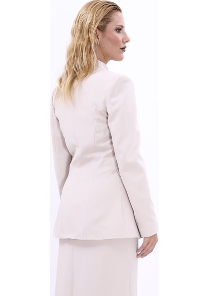 Kendinden Dik Yakalı Ceket-Bej fırsatları