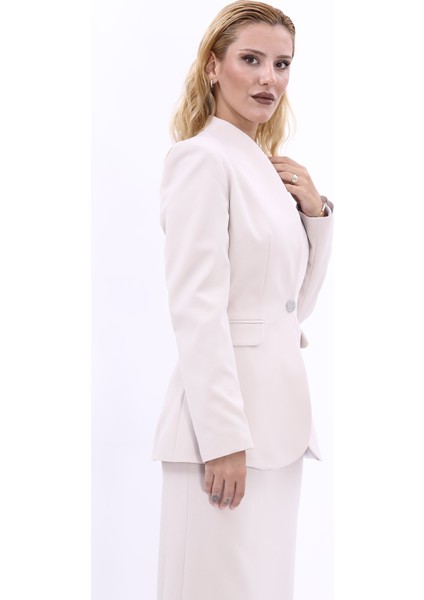 Kendinden Dik Yakalı Ceket-Bej indirimleri