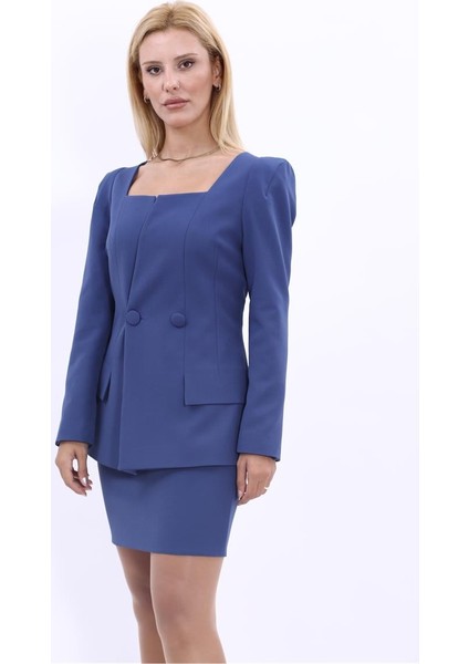 Kare Yaka Ceket-Indigo modelleri