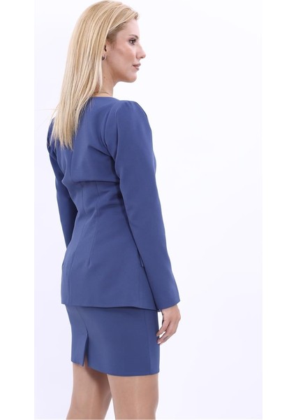 Kare Yaka Ceket-Indigo fırsatları