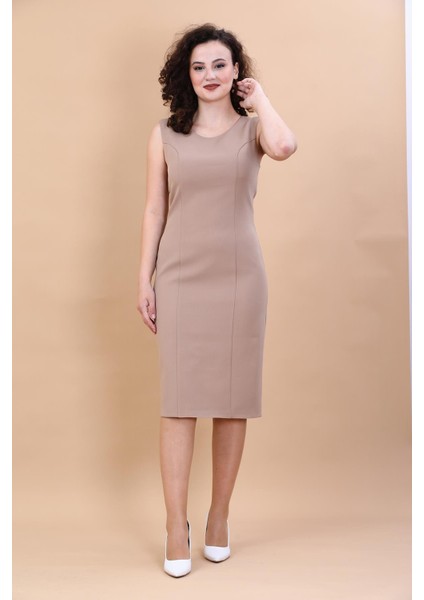 Kokteyl Sıfır Kol Elbise-Taş
