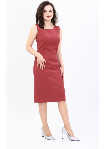 Kokteyl Sıfır Kol Elbise-Kiremit modelleri