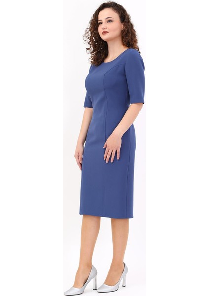 Kokteyl Kısa Kol Elbise-Indigo indirimleri