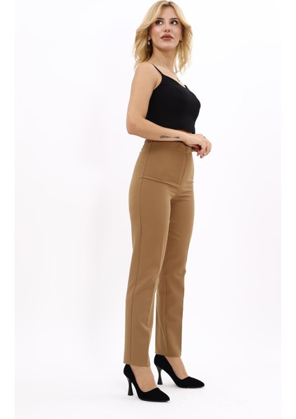 Lastikli Dar Paça Pantolon-Camel fiyatları