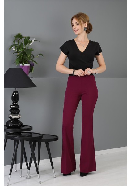 Ispanyol Paça Pantolon-Mürdüm