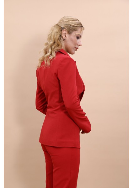 Erkek Yaka Düğme Detaylı Ceket-Kırmızı indirimleri