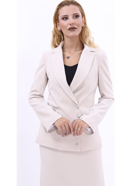 Erkek Yaka Düğme Detaylı Ceket-Bej fırsatları