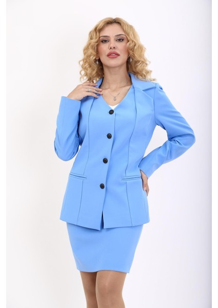 Erkek Yaka Yelek Ceket-Gökyüzü