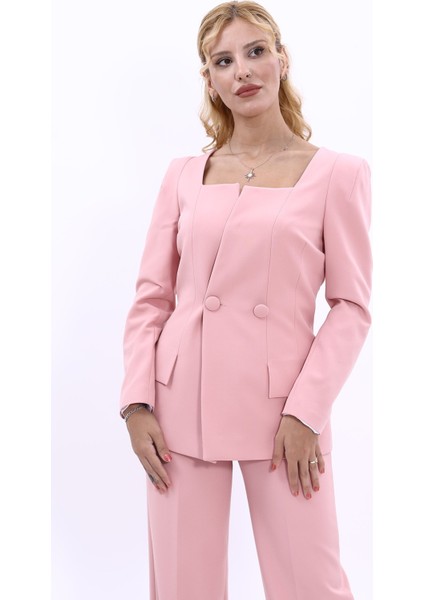 Kare Yaka Ceket-Pudra indirimleri