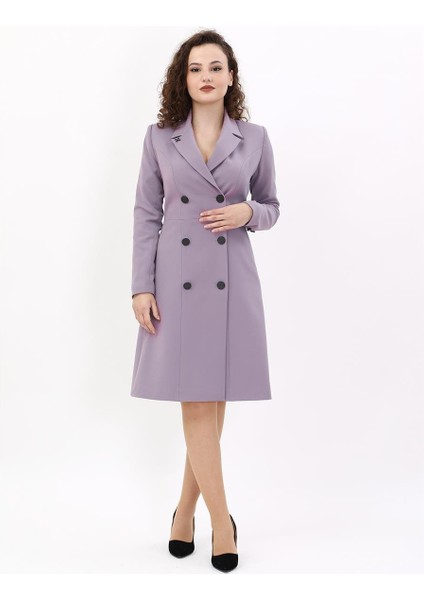 Erkek Yaka Kuruvaze Uzun Kol Elbise-Antrasit