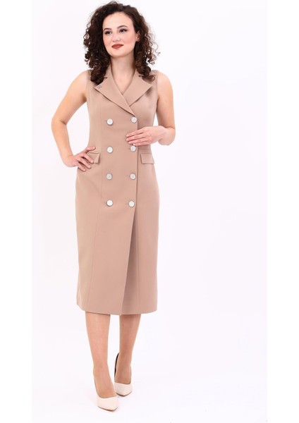 Erkek Yaka Kuruvaze Kolsuz Elbise-Taş