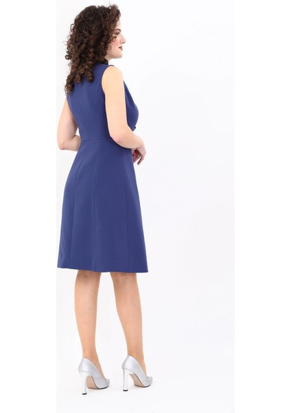 Erkek Yaka Belden Kesik Kuruvaze Elbise-Indigo fiyatları