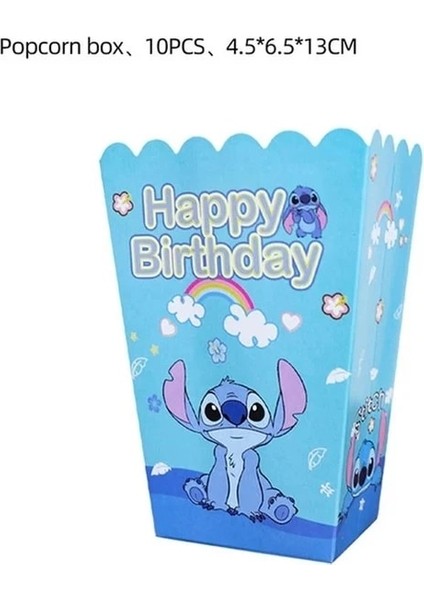6 Adet Patlamış Mısır Kutusu Lilo ve Stitch Doğum Günü Partisi Malzemeleri Masa Örtüsü Tek Kullanımlık Plastik Masa Örtüsü 3D Balon Çocuklar Için Bebek Duş Dekorasyonu (Yurt Dışından)