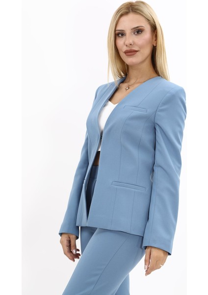 V Yaka Boydan Kuplu Kılasik Ceket-Deniz fiyatları