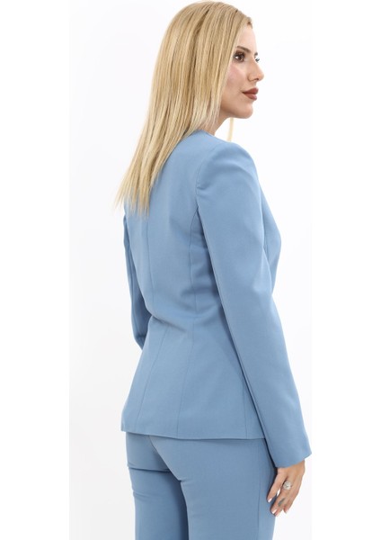 V Yaka Boydan Kuplu Kılasik Ceket-Deniz modelleri