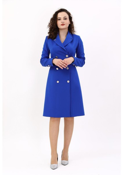 Erkek Yaka Kuruvaze Uzun Kol Elbise-Saks modelleri