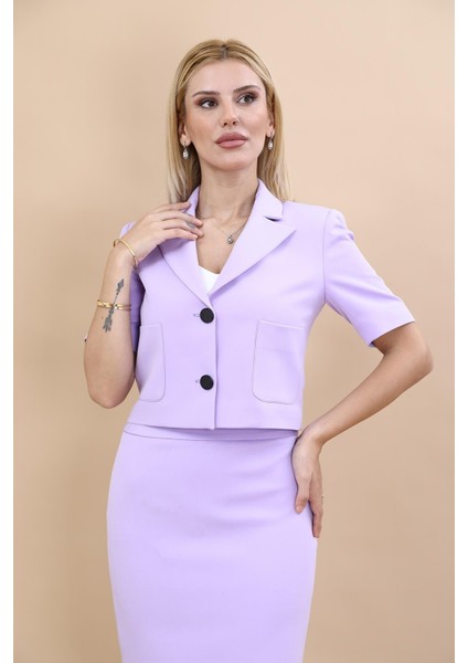 Erkek Yaka Kısa Ceket-Menekşe