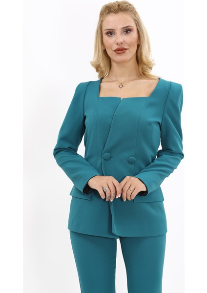 Kare Yaka Ceket-Petrol indirimleri