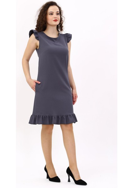 Fırfırlı Elbise-Füme indirimleri