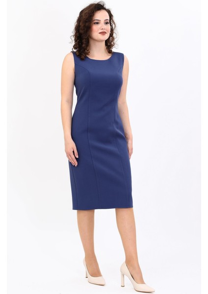 Kokteyl Sıfır Kol Elbise-Indigo fiyatları