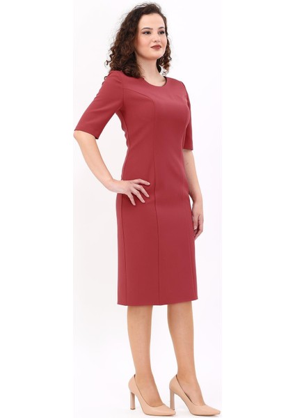Kokteyl Kısa Kol Elbise-Kiremit fiyatları